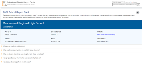 High School Report Card